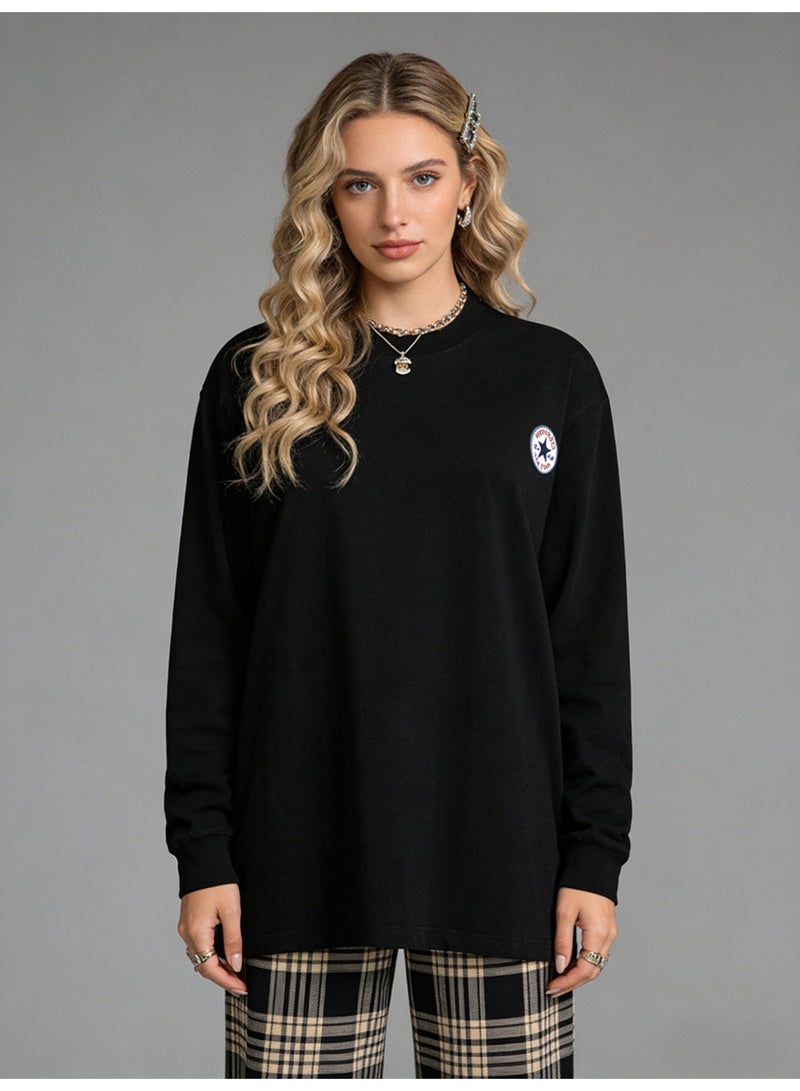 CONVERSE loose casual long-sleeved round neck T-shirt-suitable for both men and women, cotton sports shirt with logo, casual and fashionable street clothes in China. - Image 2